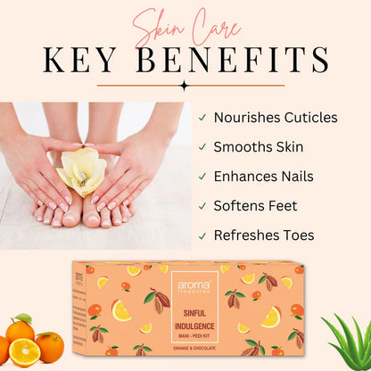 Aroma Treasures Orange & Chocolate Sinful Indulgence Mani-Pedi Kit - 77 gm + 10 ml
