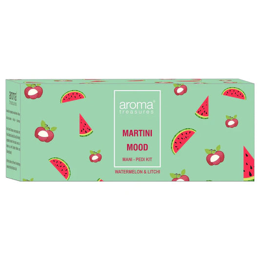 Aroma Treasures Martini Mood Mani-Pedi Kit With Watermelon And Litchi - 77 gm + 10 ml