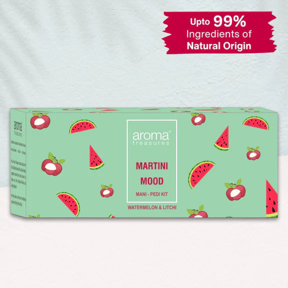 Aroma Treasures Martini Mood Mani-Pedi Kit With Watermelon And Litchi - 77 gm + 10 ml