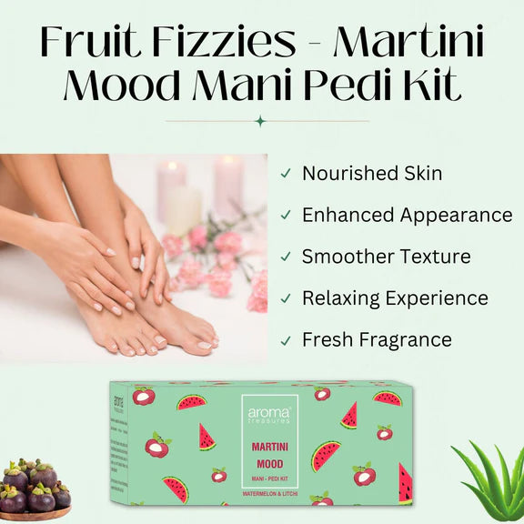 Aroma Treasures Martini Mood Mani-Pedi Kit With Watermelon And Litchi - 77 gm + 10 ml