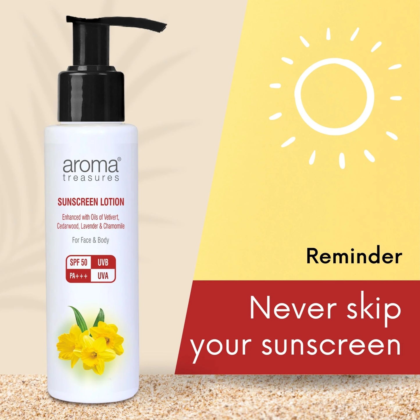 Aroma Treasures Sunscreen Lotion Spf 50 Pa+++ Uvb Uva - 100 ml