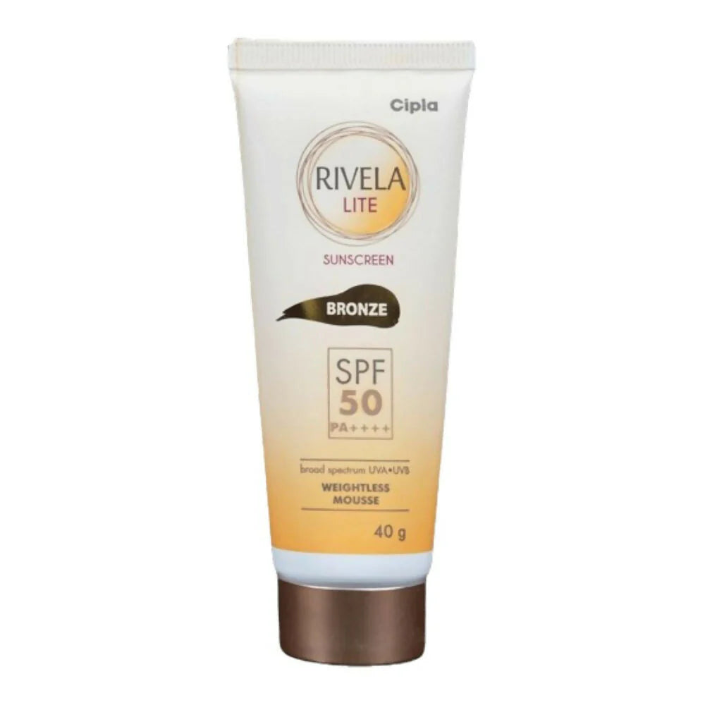 Rivela Lite Weightless Mousse Broad Spectrum UVA/UVB Sunscreen, Bronze SPF 50+ - 40 gm
