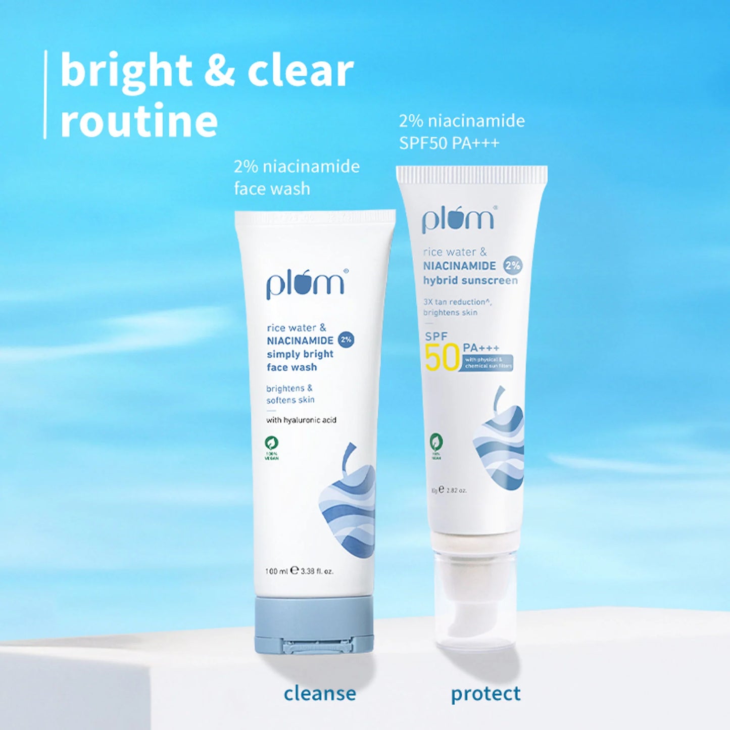 Plum Bestselling Niacinamide Facewash & Sunscreen Combo With SPF 50 PA+++ For Oily Skin And Sun Care - combo