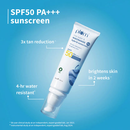 Plum Bestselling Niacinamide Facewash & Sunscreen Combo With SPF 50 PA+++ For Oily Skin And Sun Care - combo