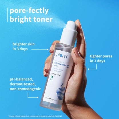 Plum Bestselling Niacinamide Facewash And Toner Combo Tightens Pore, Brightens Skin, Fades Blemishes - combo