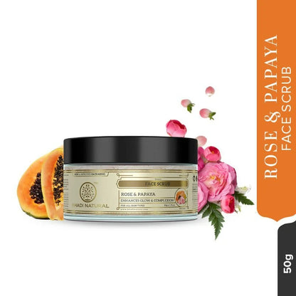 Khadi Natural Rose & Papaya Face Scrub Reduce Acne & Pimple - 50 gm