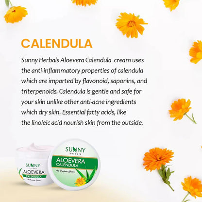 Sunny Herbals Aloevera Calendula All Purpose Cream - 125 gm - Pack of 2