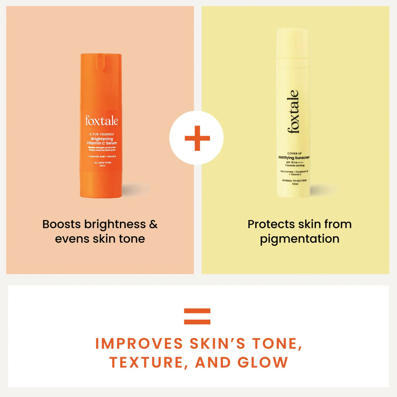 Foxtale Getting Even Skin Care Kit: C For Yourself Vitamin C Serum + Matte Finish Sunscreen