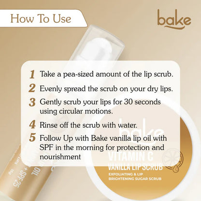 Bake Vitamin C Vanilla Lip Kit With Lip Balm SPF 25 & Lip Scrub For Dark & Pigmented Lips - combo