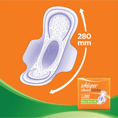 Whisper Choice Ultra Sanitary Pads Large Size - 6 Pieces - XL