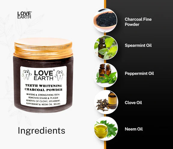 Love Earth Teeth Whitening Charcoal Powder - 50 gm