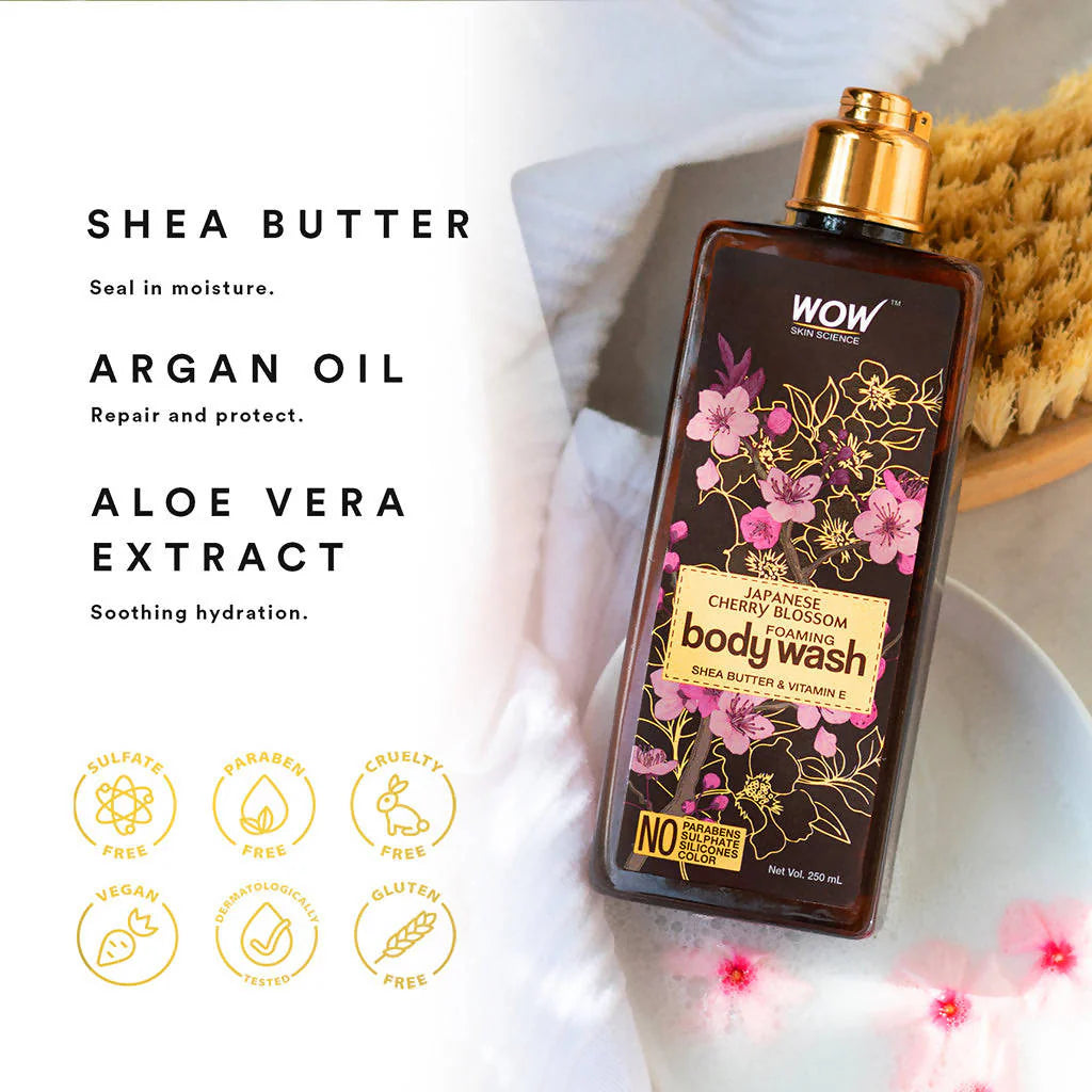 Wow Skin Science Cherry Blossom & Ceramide Body Wash For Removes Dirt, Hydrates and Softens Skin