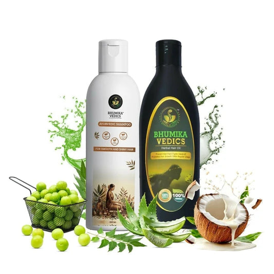 Bhumika Vedics Herbal Hair Oil & Ayurvedic Shampoo Combo - combo