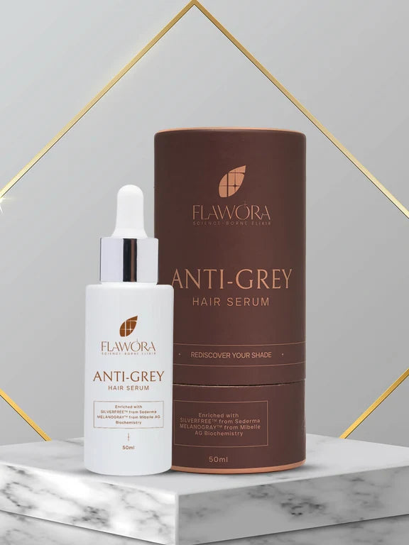 Flawora Set of Anti-Grey Hair Serum, Anti Acne Serum and Golden Glow Face Serum - combo