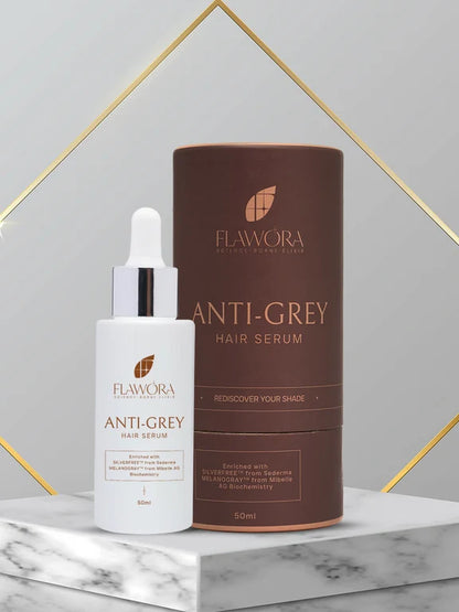 Flawora Set of Anti-Grey Hair Serum, Anti Acne Serum and Golden Glow Face Serum - combo