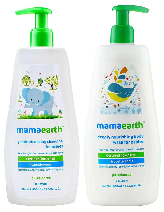 Mamaearth Gentle Cleansing Natural Baby Shampoo & Mamaearth Deeply Nourishing Natural Baby Wash