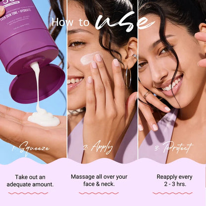 Aqualogica Illuminate+ Dewy Sunscreen SPF 50+ PA++++ with Wild Berries & Alpha Arbutin, Protection Against Uva/B & Blue Light Protection