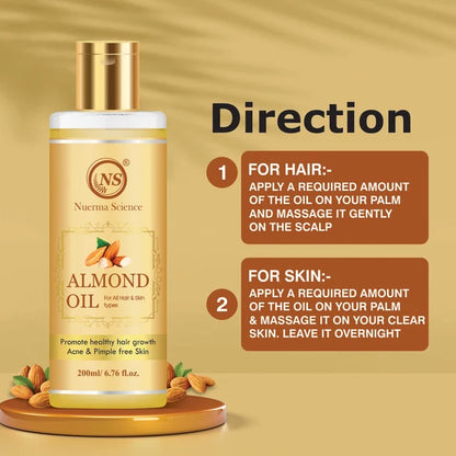 Nuerma Science Pure Almond Hair Oil for Natural Hair Growth - 200 ml