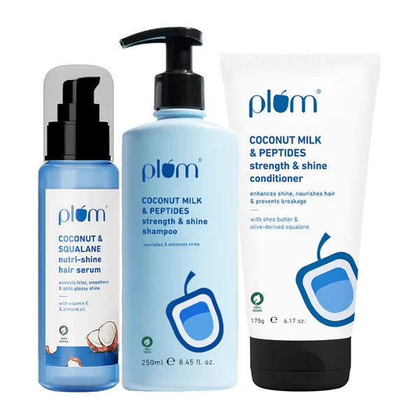 Plum Coconut Shampoo, Conditioner and Hair Serum Kit for Soft and Shiny Hair - combo