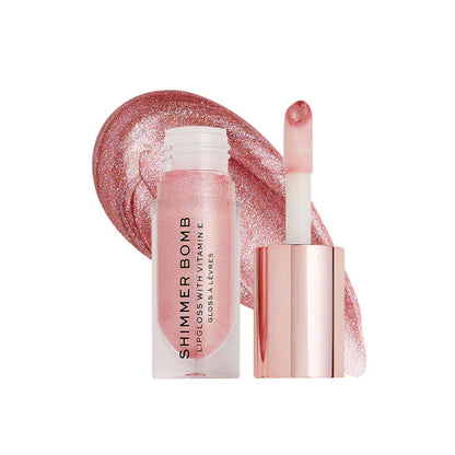 Makeup Revolution Shimmer Bomb Lip Gloss Infused With Vitamin E For Extra Nourishment - Glimmer Nude - 4.5 ml
