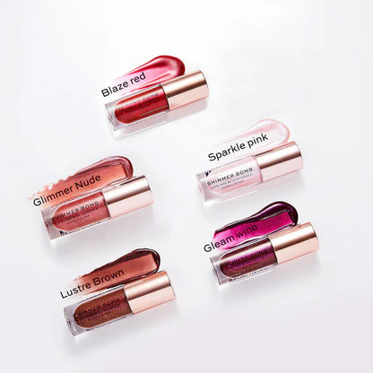 Makeup Revolution Shimmer Bomb Lip Gloss Infused With Vitamin E For Extra Nourishment - Glimmer Nude - 4.5 ml