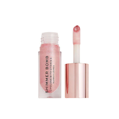 Makeup Revolution Shimmer Bomb Lip Gloss Infused With Vitamin E For Extra Nourishment - Glimmer Nude - 4.5 ml