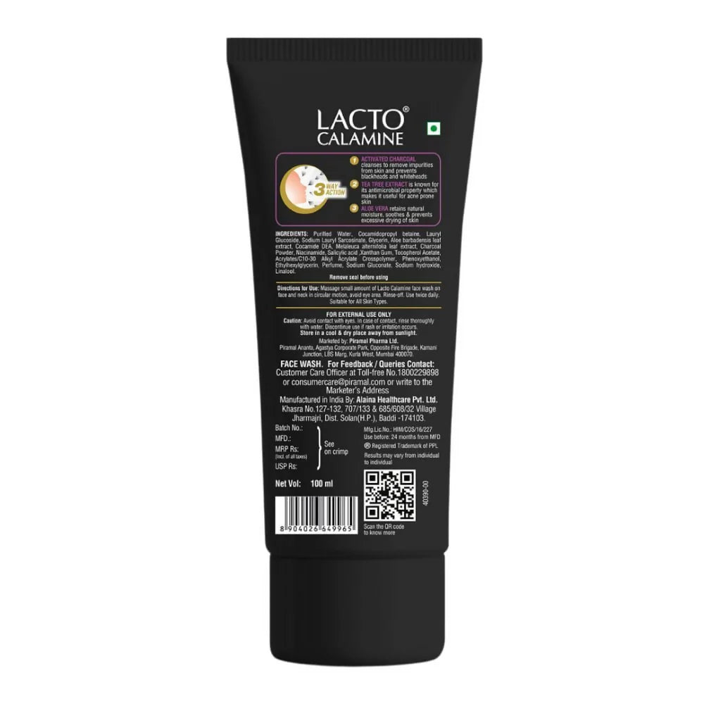 Lacto Calamine Activated Charcoal Face Wash - 100 ml