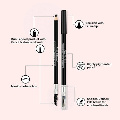Miss Claire Waterproof Eyebrow Pencil With Mascara Brush - 01 Black - 1.4 gm