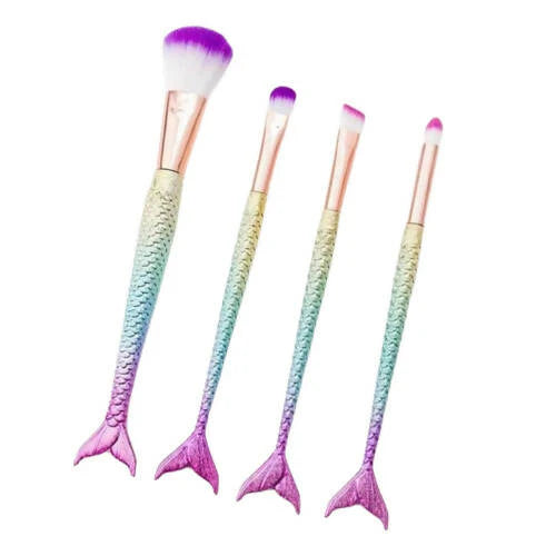 Favon Pack of 4 Professional Mermaid Shaped Makeup Brushes - Combo