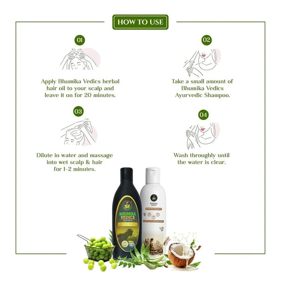 Bhumika Vedics Herbal Hair Oil & Ayurvedic Shampoo Combo - combo