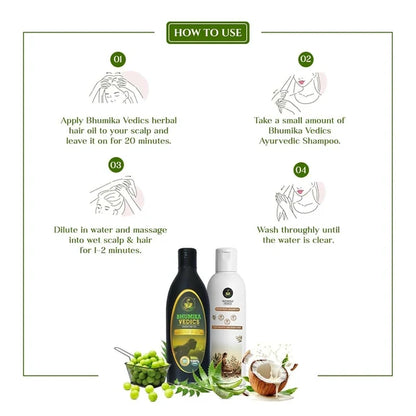 Bhumika Vedics Herbal Hair Oil & Ayurvedic Shampoo Combo - combo