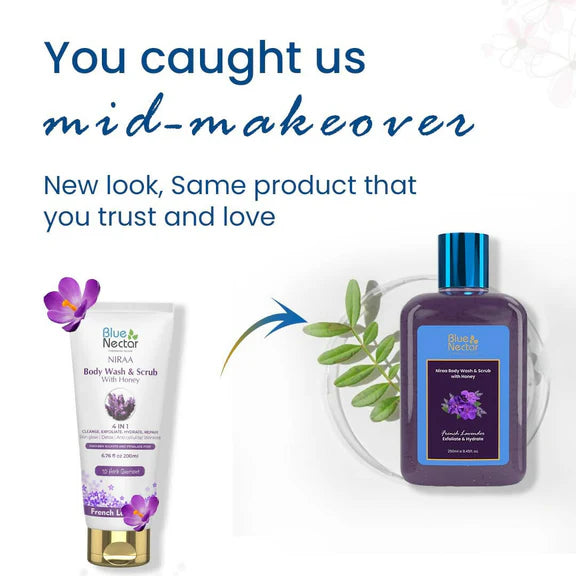 Blue Nectar Niraa Body Wash & Scrub with Honey - French Lavender - 250 ml