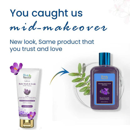 Blue Nectar Niraa Body Wash & Scrub with Honey - French Lavender - 250 ml
