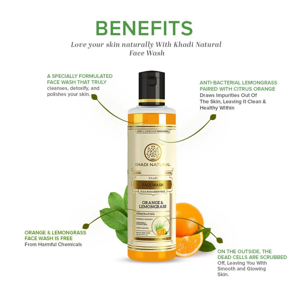 Khadi Natural Orange & Lemongrass Face Wash - 210 ml