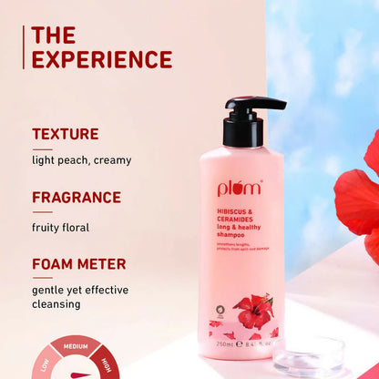 Plum Hibiscus & Ceramides Shampoo For Long, Healthy Hair - 250 ml
