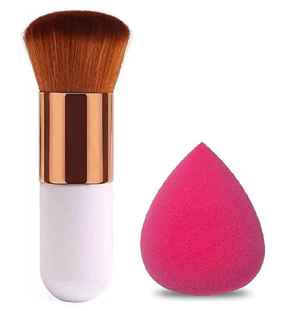 Favon Pack of 1 Foundation Cum Blush Brush and 1 Blender Puff - Combo