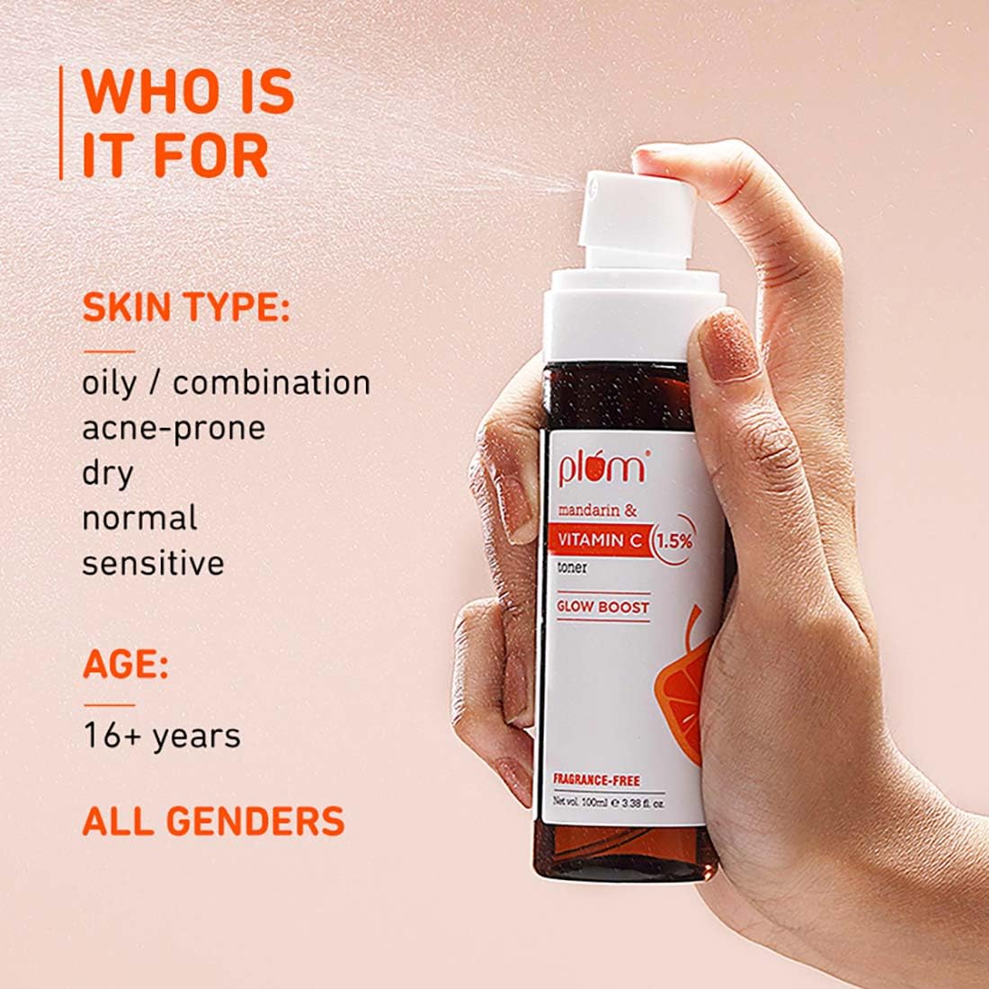 Plum 1.5% Vitamin C Toner with Mandarin for Glowing Skin - 100 ml
