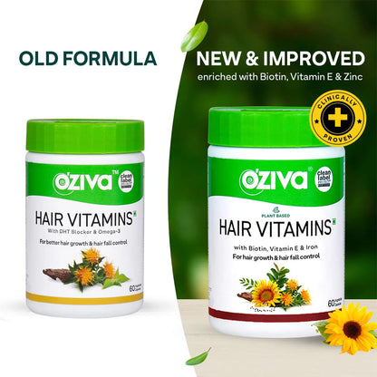 OZiva Hair Vitamins (With Biotin, Iron & Vitamin E) -60 caps