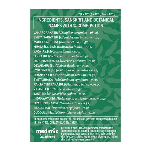 Medimix Ayurvedic Classic 18 Herbs Soap, 125 g (4 + 1 Offer Pack) - 625 gm