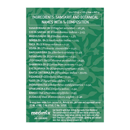 Medimix Ayurvedic Classic 18 Herbs Soap, 125 g (4 + 1 Offer Pack) - 625 gm