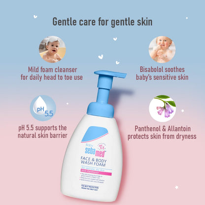 Sebamed Baby Face & Body Wash Foam|Ph 5.5|Ideal for face & body cleansing|