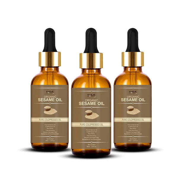 Vokin Biotech Organic Sesame Pure Cold Pressed Oil For Hair, Body, Skin Care, Massage, - 30 m