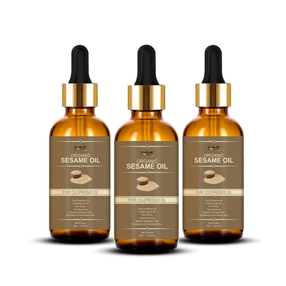 Vokin Biotech Organic Sesame Pure Cold Pressed Oil For Hair, Body, Skin Care, Massage, - 30 m