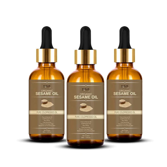Vokin Biotech Organic Sesame Pure Cold Pressed Oil For Hair, Body, Skin Care, Massage, - 30 m