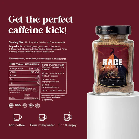 Rage Coffee Dark Chocolate Instant Coffee - 50 gm