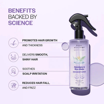 Bare Anatomy Rosemary & Rice Water Hair Growth Spray - 200 ml