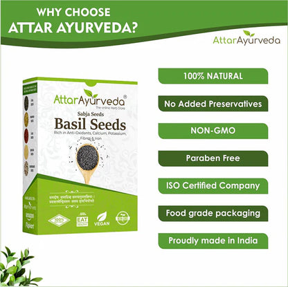 Attar Ayurveda Sabja Basil Seeds - 500 gm