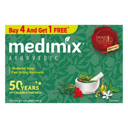 Medimix Ayurvedic Classic 18 Herbs Soap, 125 g (4 + 1 Offer Pack) - 625 gm