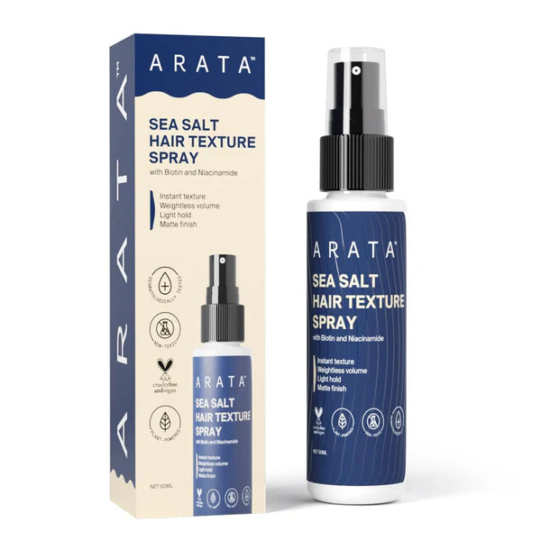 Arata Sea Salt Volumizing Hair Spray Infused with Niacinamide, Biotin & Sea Salt For Instantly Thicker, Full-Bodied Hair - 50 ml