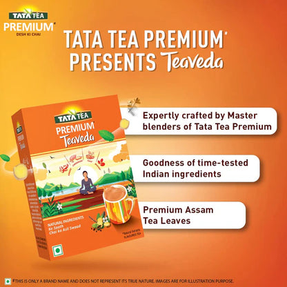 Tata Tea Teaveda Powder | Premium Assam Tea Leaves | Made With Goodness of Indian Herbals - Tulsi, Elaichi, Ginger & Brahmi